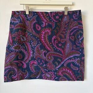 Talbots Paisley Mini Skirt – Size 16 – Pink & Navy – Preppy Boho Chic